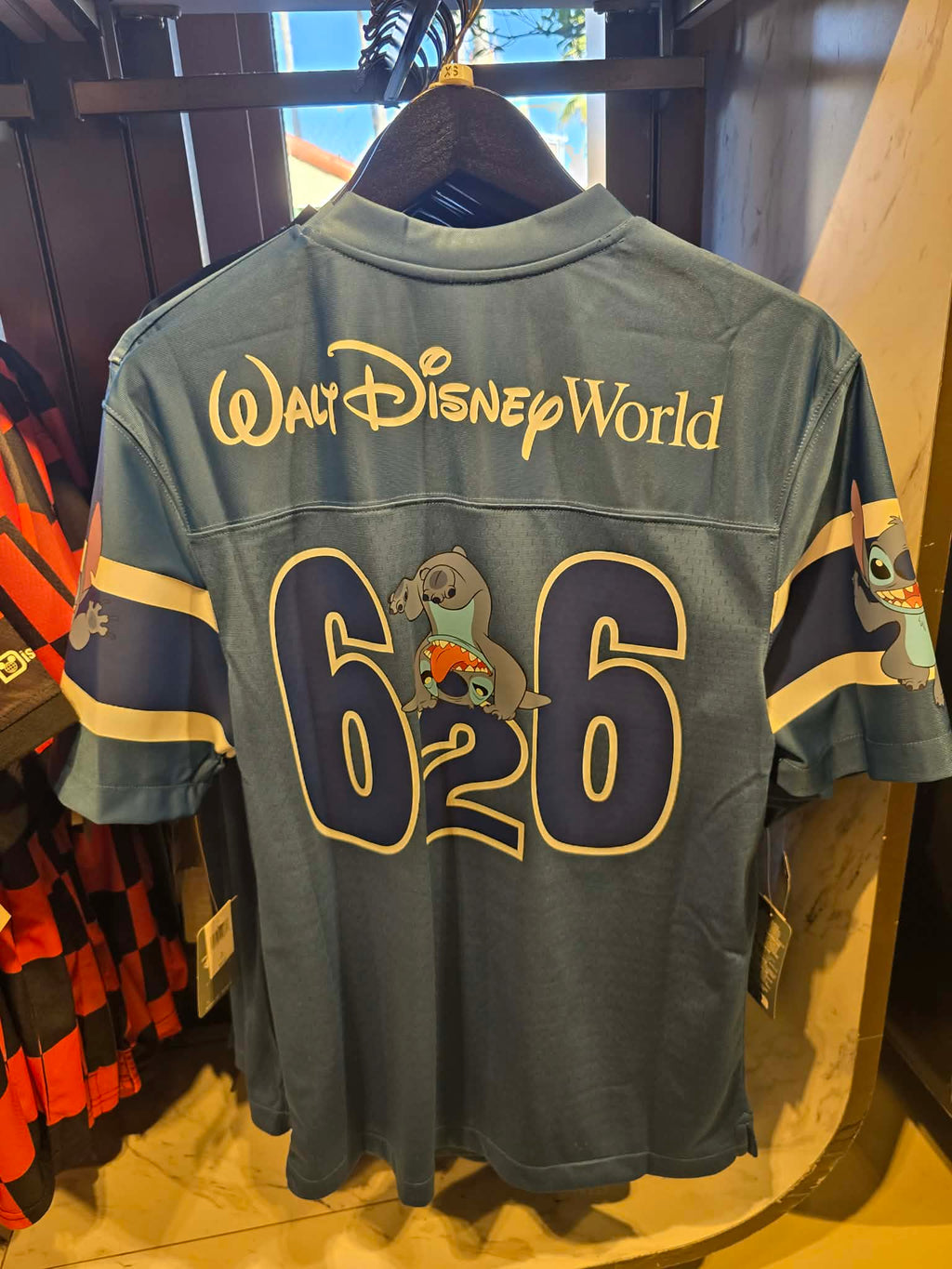 Disney Parks Stitch Football Jersey Featuring the Number 626 on Front & Back