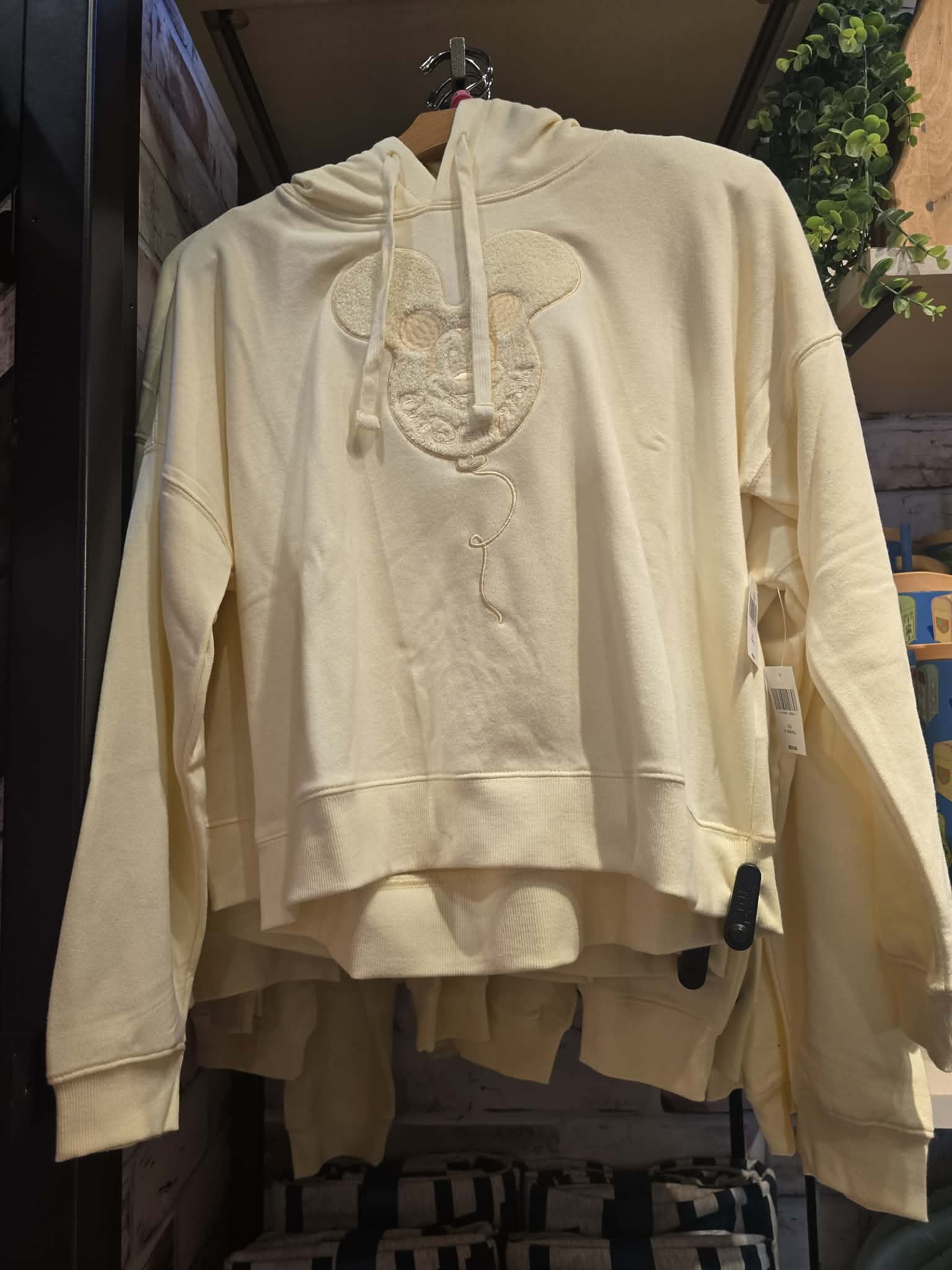 Mickey Balloon Park Logo Pastel Yellow Hoodie Pullover