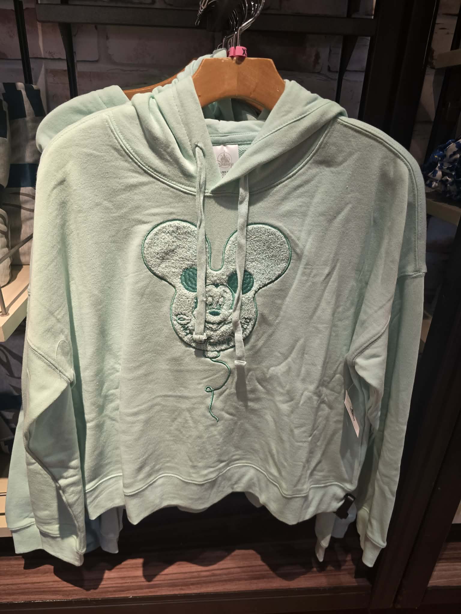 Mickey Balloon Park Logo Pastel Green Hoodie Pullover