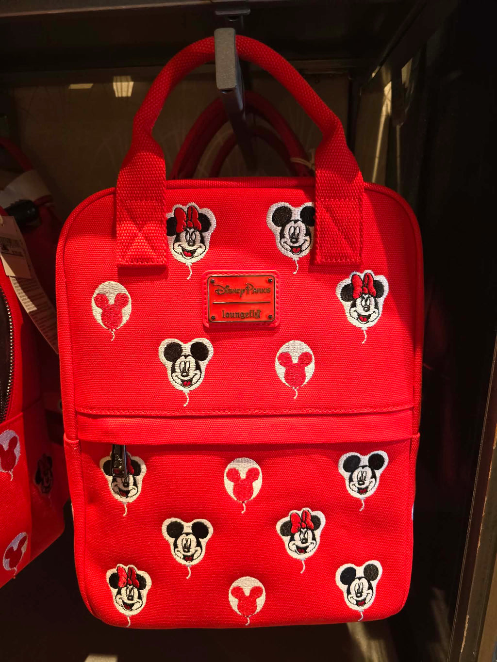 Disney Parks Canvas Mini Loungefly Backpack Featuring Balloon Motifs of Mickey & Minnie Mouse