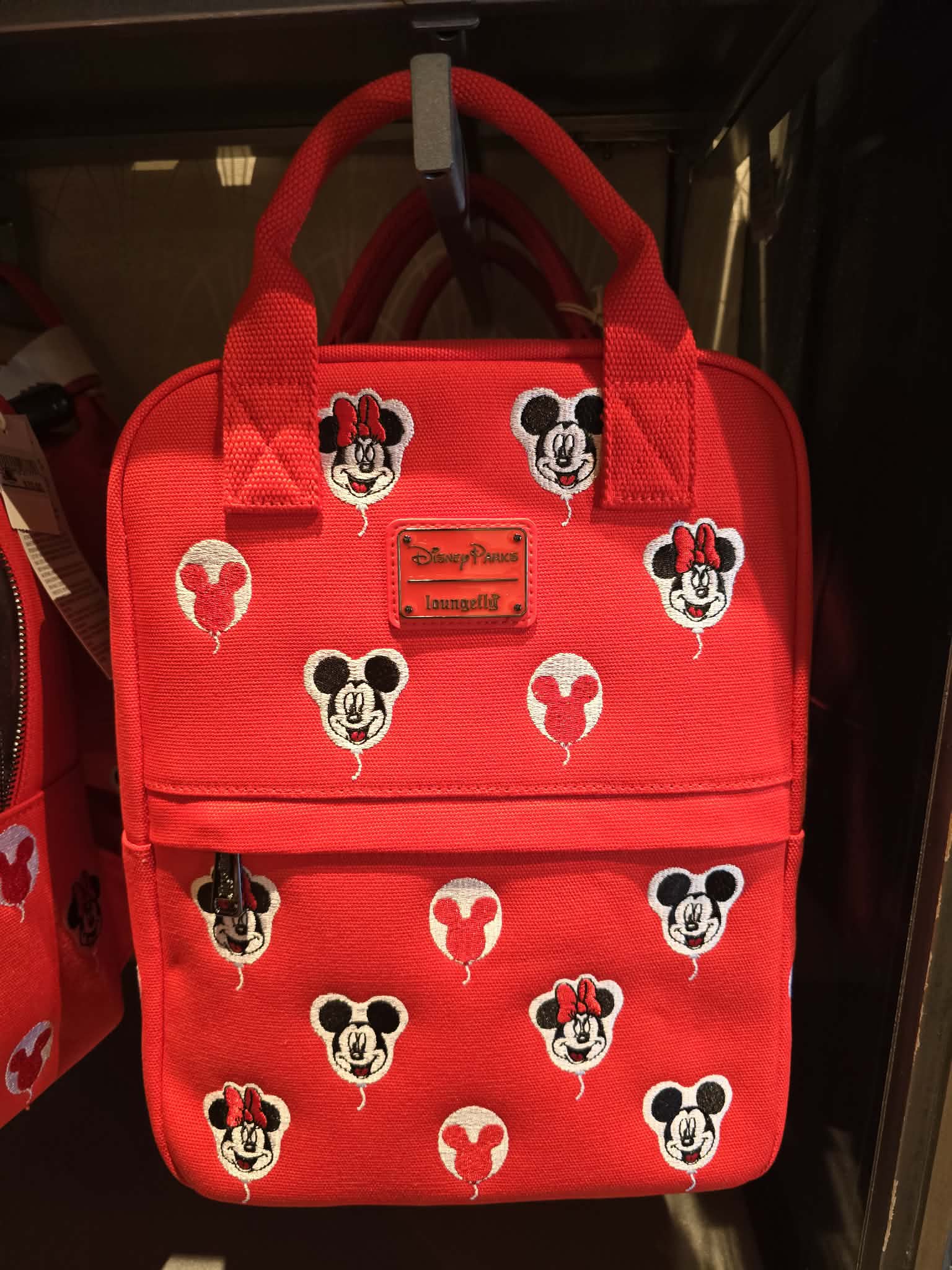 Disney Parks Canvas Mini Loungefly Backpack Featuring Balloon Motifs of Mickey & Minnie Mouse