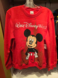 Red Walt Disney World Sweatshirt Featuring a Classic Mickey Mouse Graphic