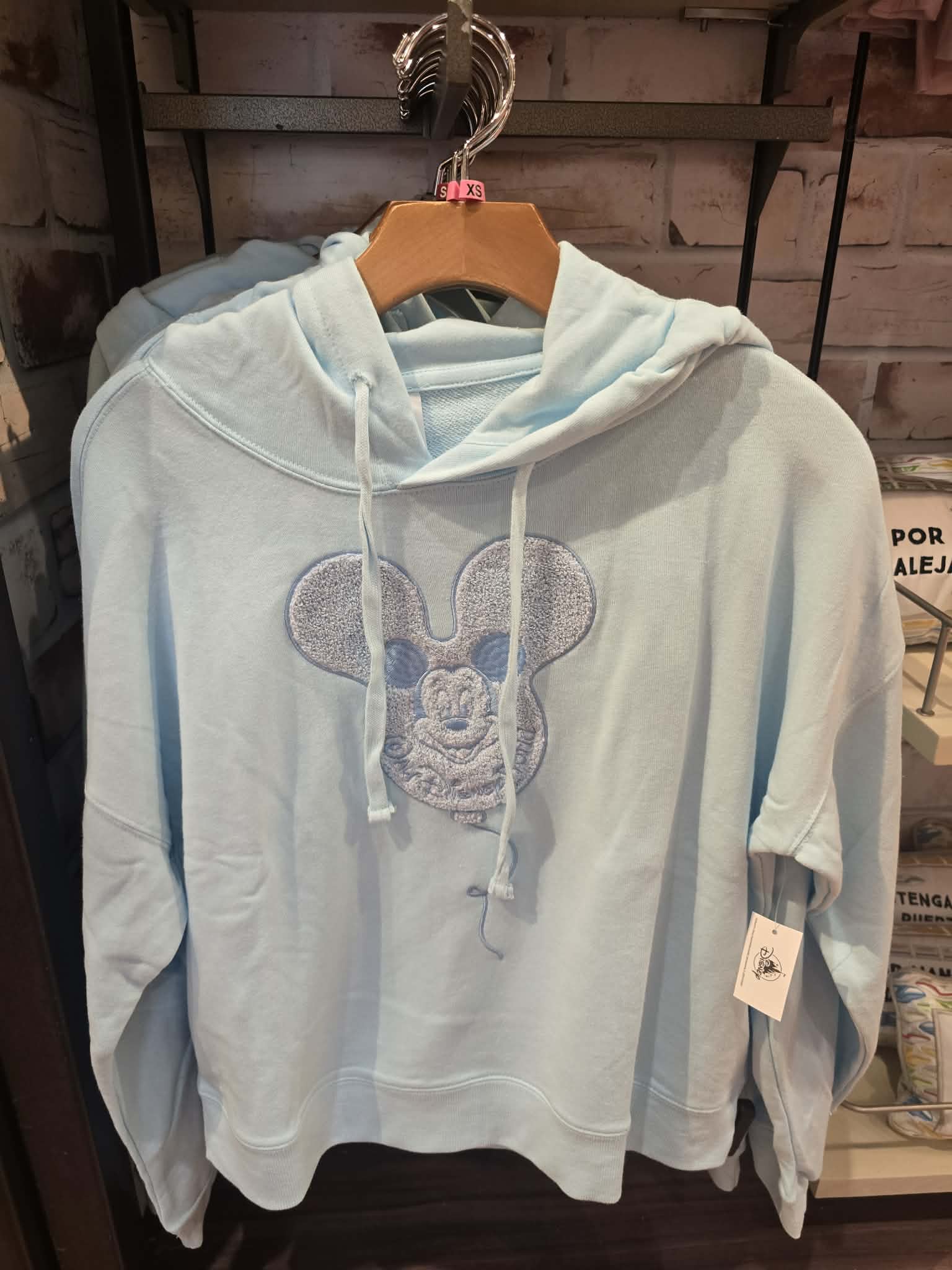 Mickey Balloon Park Logo Pastel Blue Hoodie Pullover