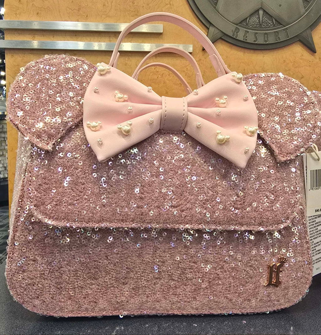 Disney Loungefly Minnie Mouse Rose Pearl Sequined Crossbody Bag